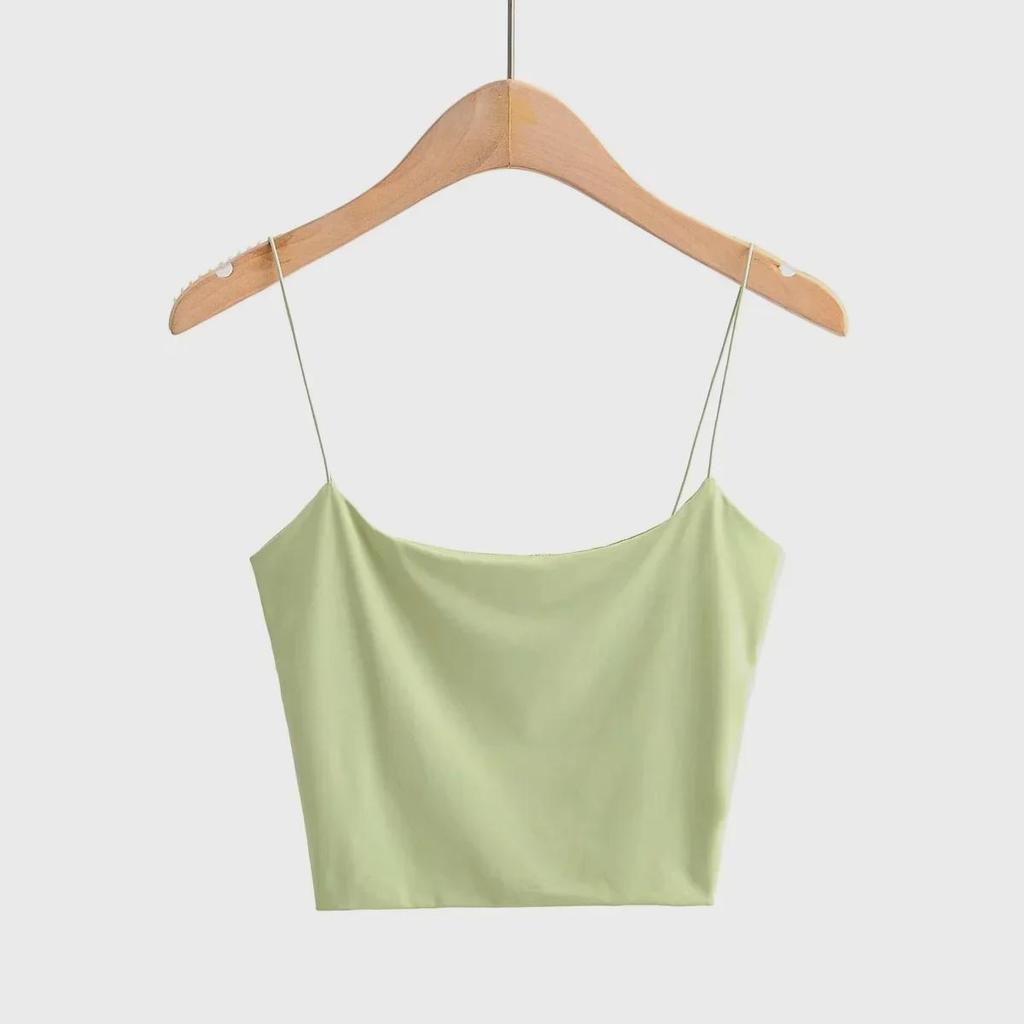 2023 Spring/Summer U-Neck Slim Vest Top In Pure Color with Thin Suspenders for Women