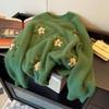 Women's Fall/Winter Relaxed-Fit Knit Top: Retro-Embroidered Warm Sweater