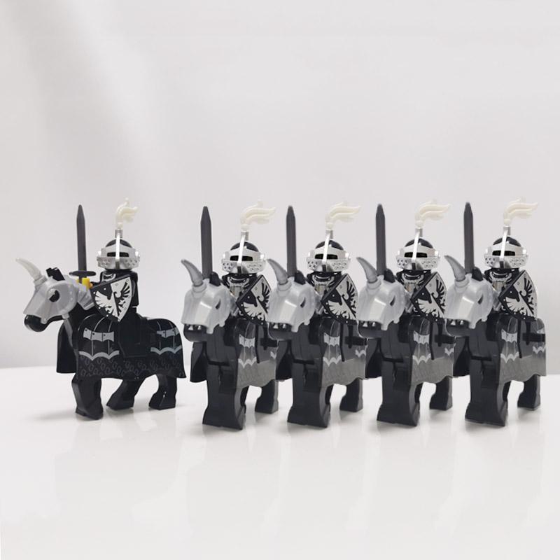 5 Sets Mittelalterliche Burg Ritter Dunkler Sauron Schlacht Fünf Heere König von Rohan Römischer Soldat mit Pferdefigur Bausteine Kinderspielzeug