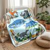 Dinosaur Adventure Scene Blanket Personalized Name Flannel Blanket Soft Cozy Plush Throw for Sofa Bed Lightweight Home Decor