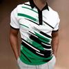 Fashionable Summer Printed Lapel Short Sleeved Pullover Casual Top Color Blocked Fashionable Men's Polo Shirt