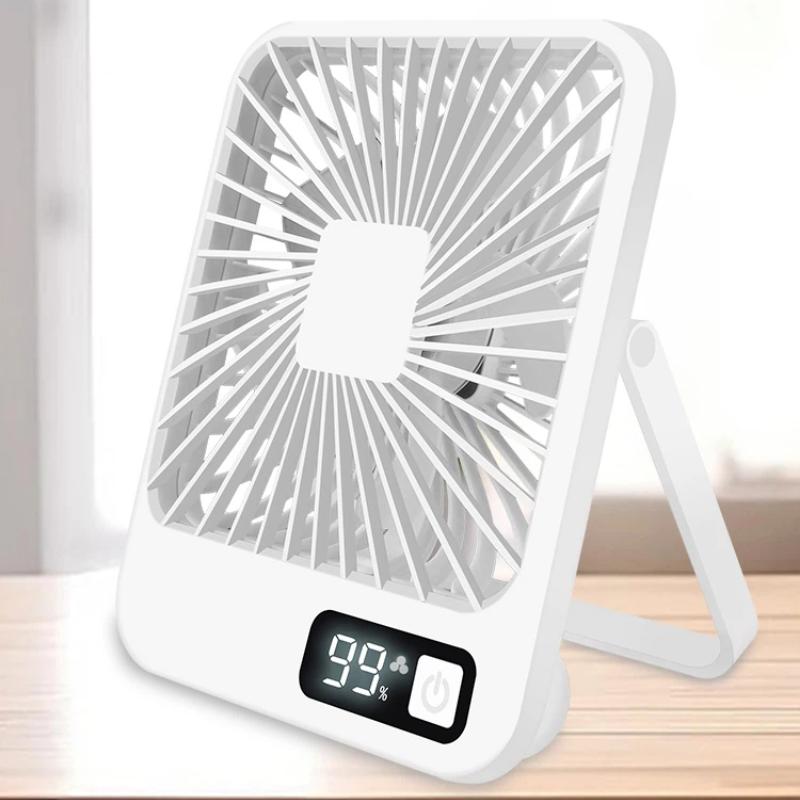 Strong Air Flow Cooling Fan with 5-speed Strong Air Flow Office Fan Digital Display Super Silent USB Charging Small Desktop Fan