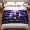 Skull Gothic Theme Soft Blanket Personalized Custom Name Text Print Warm Blanket Home Sofa Bedroom Decor