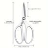 1PC Multi-Purpose Stainless Steel Kitchen Shears - Heavy-Duty Poultry Scissors with Comfortable Aluminum Alloy Grip for Food Pre