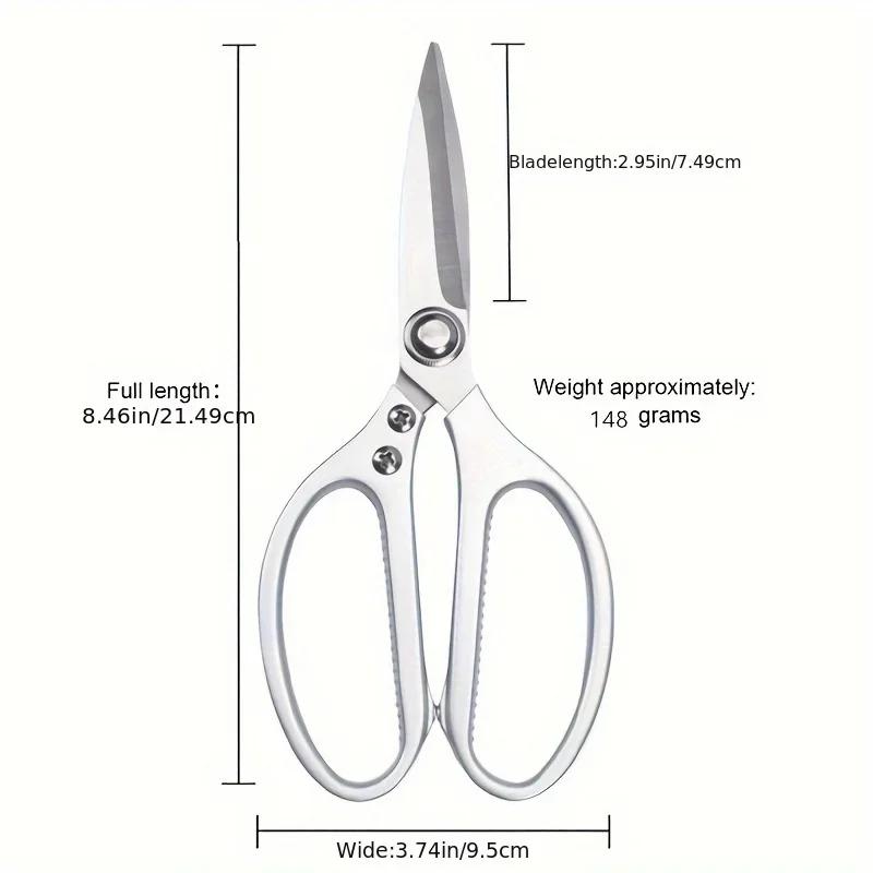 1PC Multi-Purpose Stainless Steel Kitchen Shears - Heavy-Duty Poultry Scissors with Comfortable Aluminum Alloy Grip for Food Pre