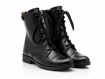 Women's Equestrian Boots Leather Boots Laced Boots RUSTTLER Black 35