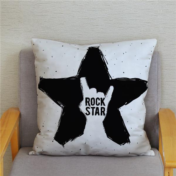 Trendy Rock Music Print Pattern Cushion Cover   Home Living Room Sofa Decoration Pillow