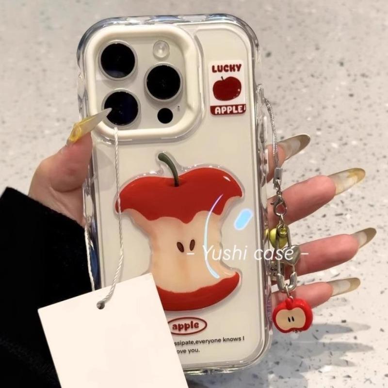3D Apple and Pear Core Three-in-One Colorful Design, Compatible with Apple 17/16/15 iPhone 16 Pro белый