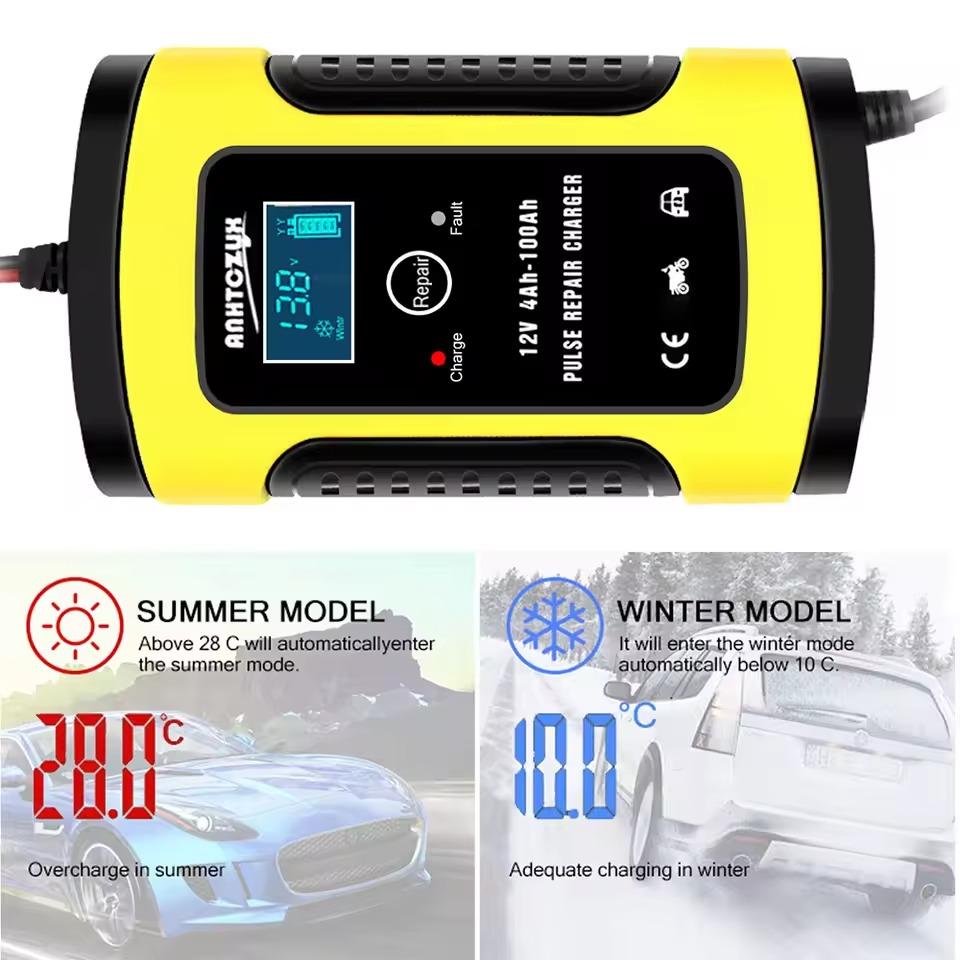 12V 6A Car Battery Charger Smart Full Automatic Display Battery Charger Power Puls Repair Chargers Wet Dry Lead Acid Battery