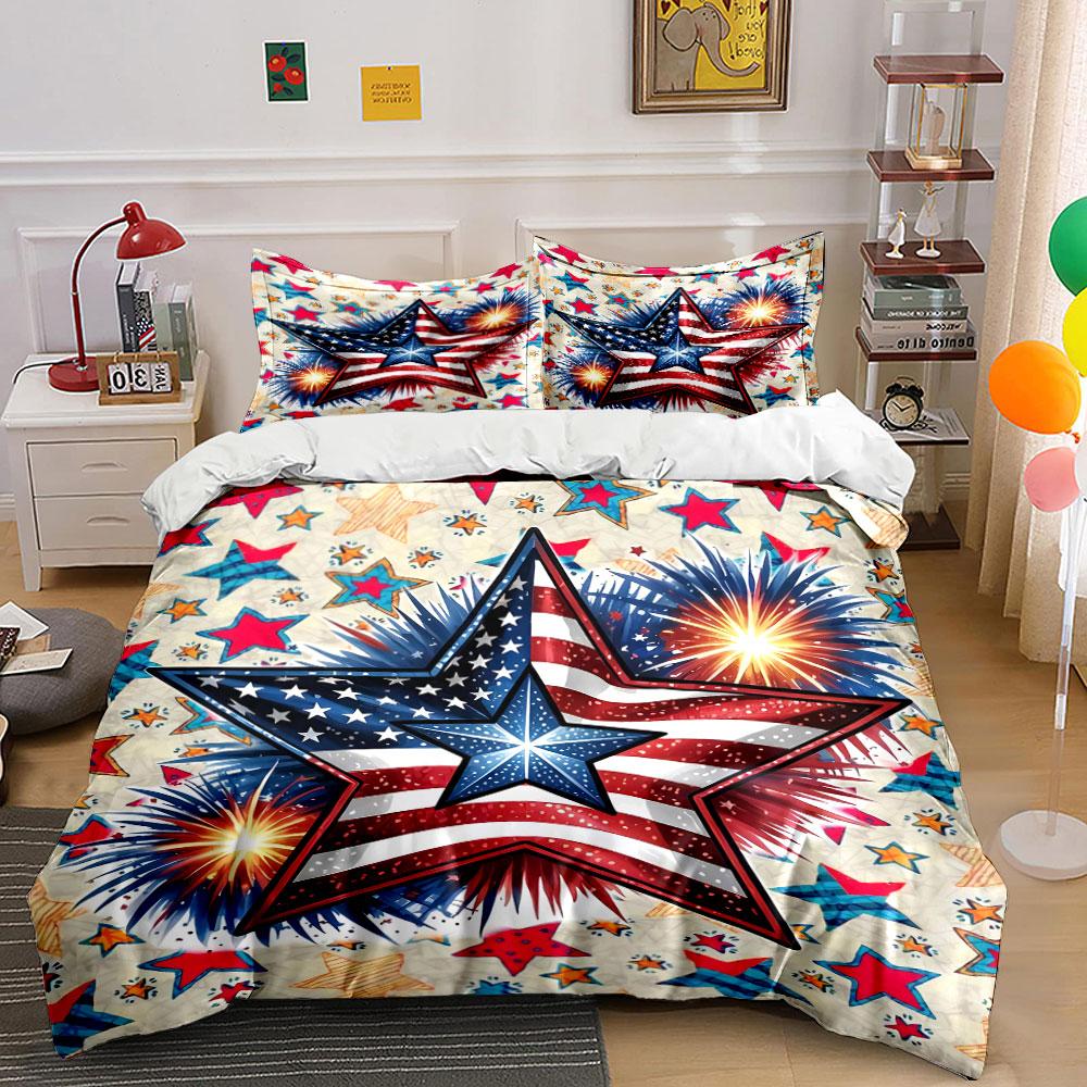 Patriotic Star Bedding Set Bedding Duvet Cover Set Duvet Cover Pillowcases (1 * Duvet Cover 2 * Pillowcases, Without Duvet Insert)