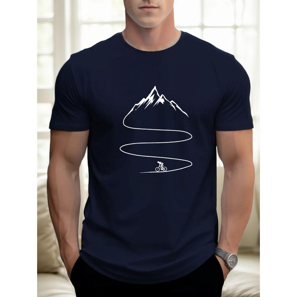Fashionable Bicycle Hiking Pattern Printed Casual Top