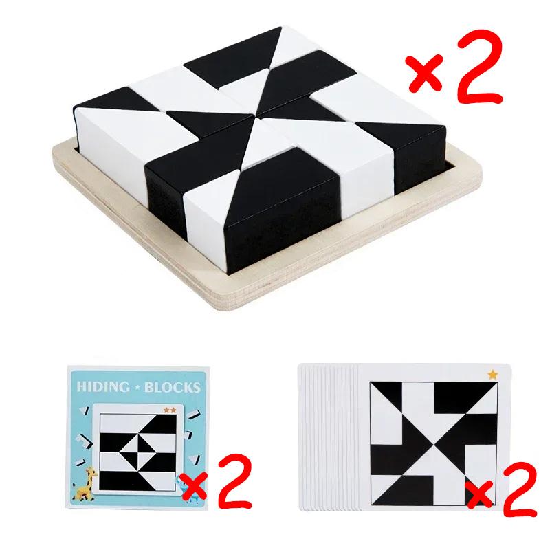 Non-Toxic Montessori Geometric Shape Puzzles Building Blocks Wooden 3D Jigsaw Puzzle Kids Educational Logical Thinking Training Game Gifts