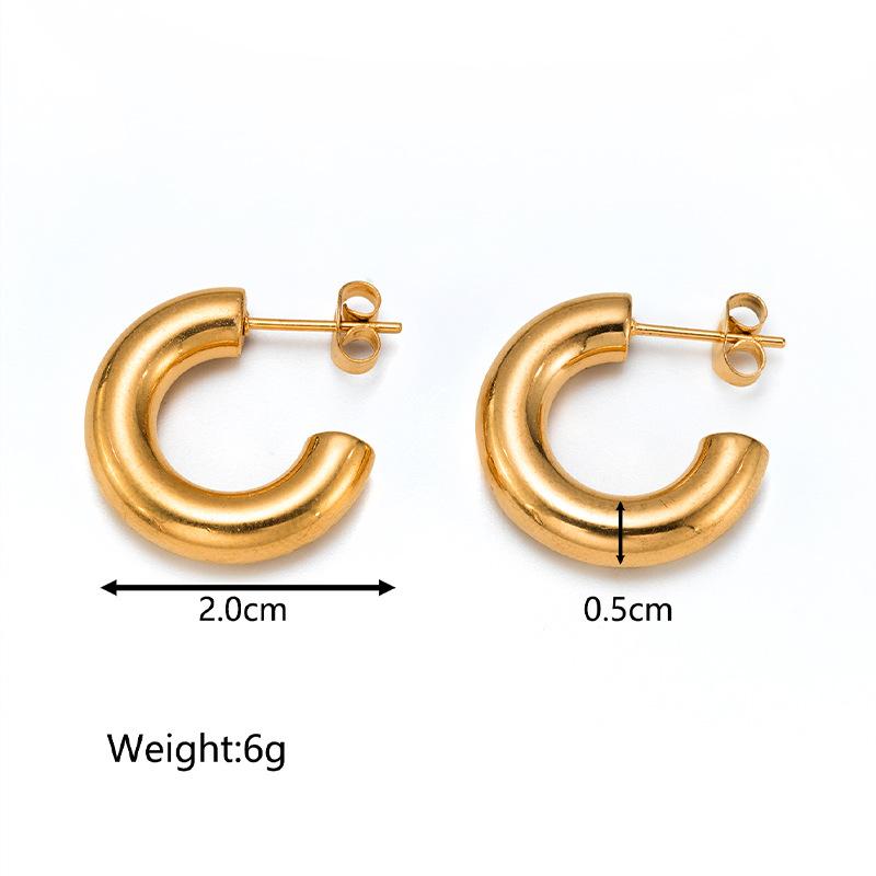 European and American Gold Combination Set Stainless Steel Earrings, Simple Trend Women's Geometric Retro Titanium Steel Earrings