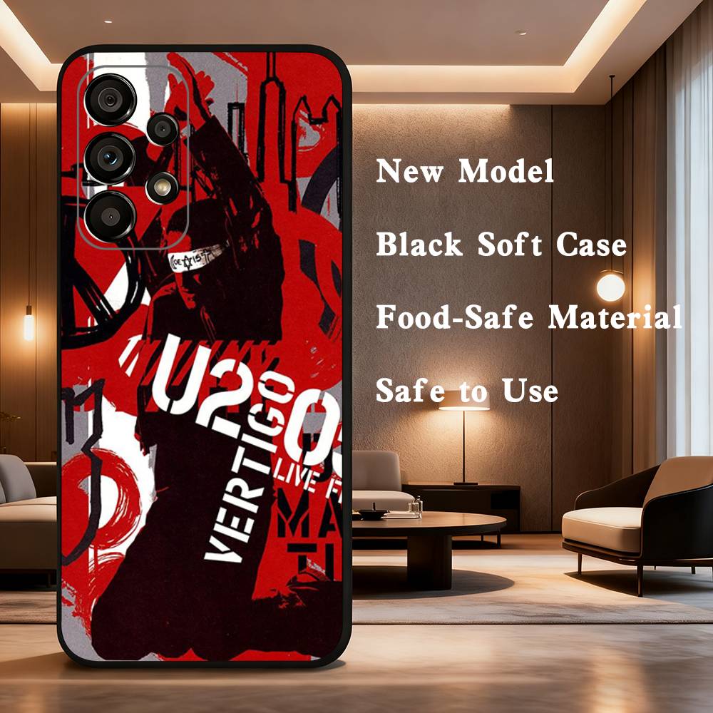 Band U2 Pop Phone Case For Samsung Galaxy A73,31,32,72,41,J7,8,9,53,52,71,22,Note Soft Black Silicone Cover