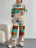 European And American Autumn And Winter Casual Long-Sleeved Suit Women'S Bohemian Hooded Sweater Trousers Two-Piece Set