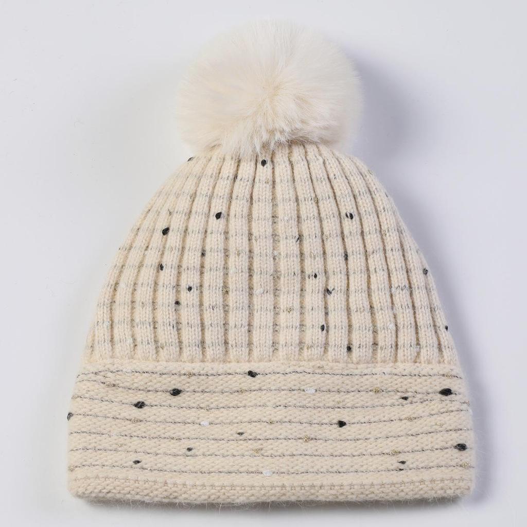 Women's Autumn Winter Plush Knitted Soft Rabbit Wool Hat Warm Beret