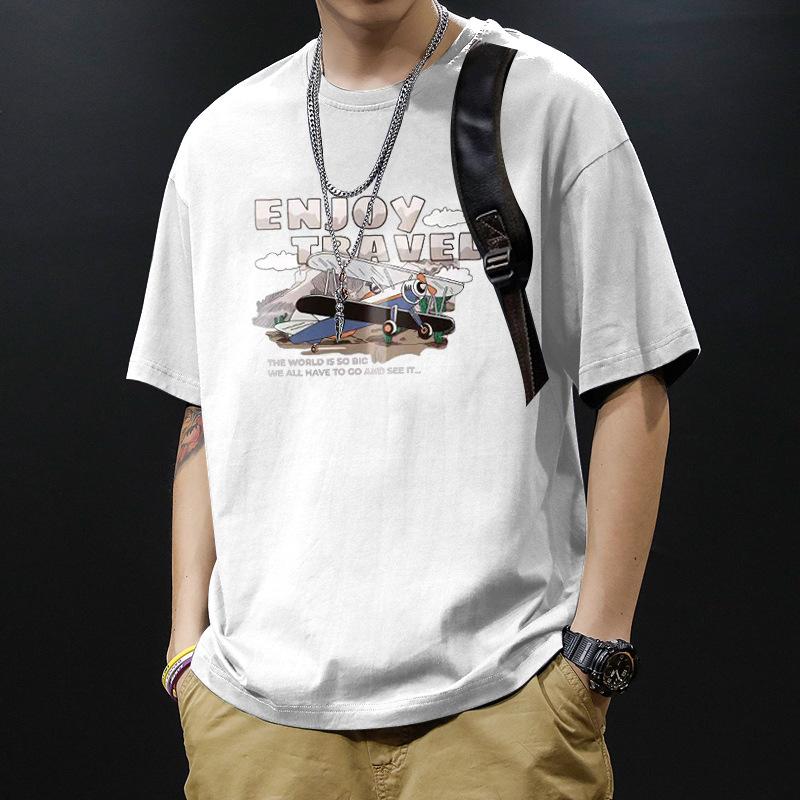 

Retro Short Sleeved T-shirt for Men s Summer Fashion Brand Pure Cotton T-shirt with Fashionable Pattern S