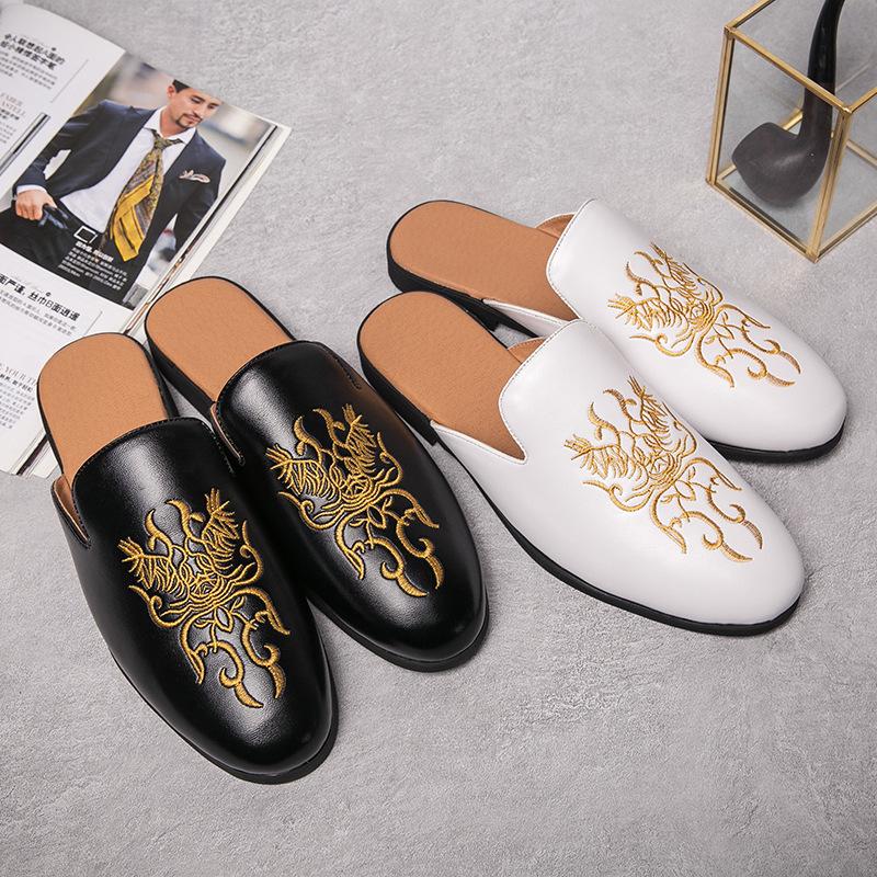 Men's Trendy Korean Slip-on Sandals: British-Style Backless Leather Shoes