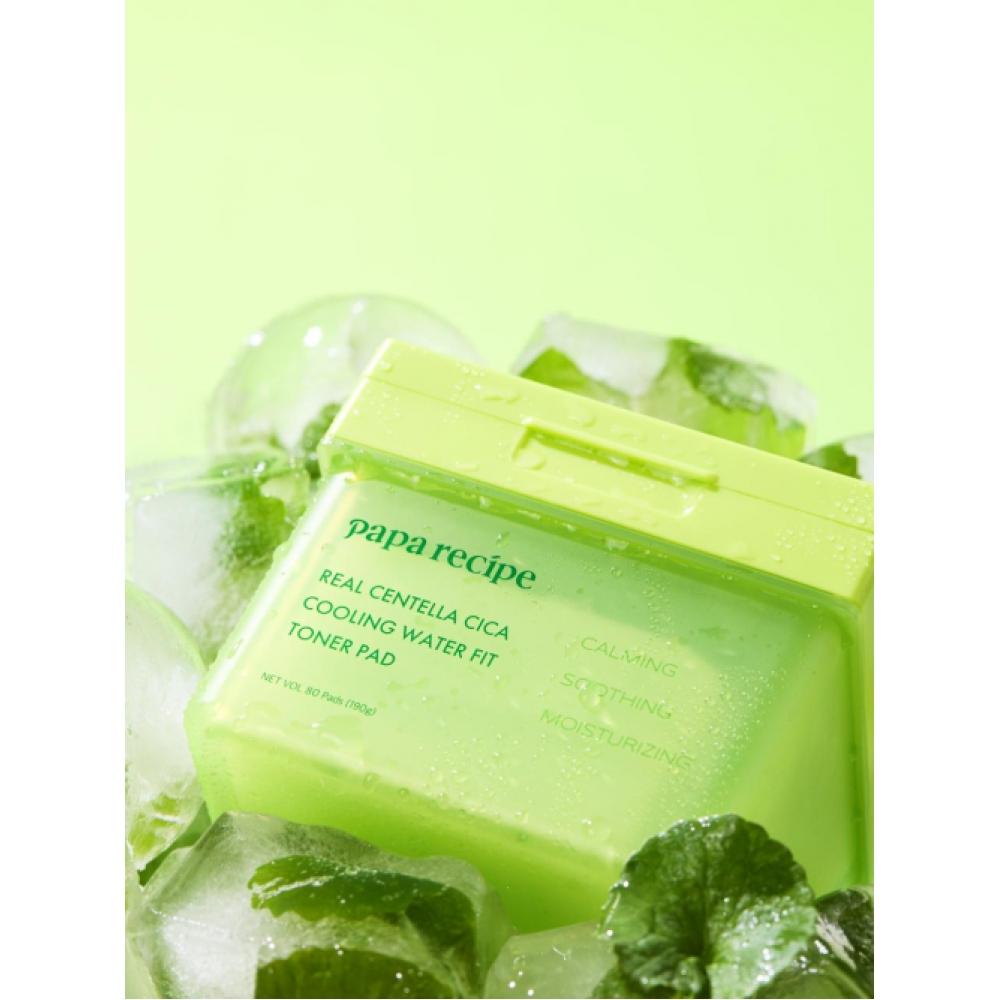 Paparecipe Real Centella Sica Cooling Water Fit Toner Pad  80 Sheets 