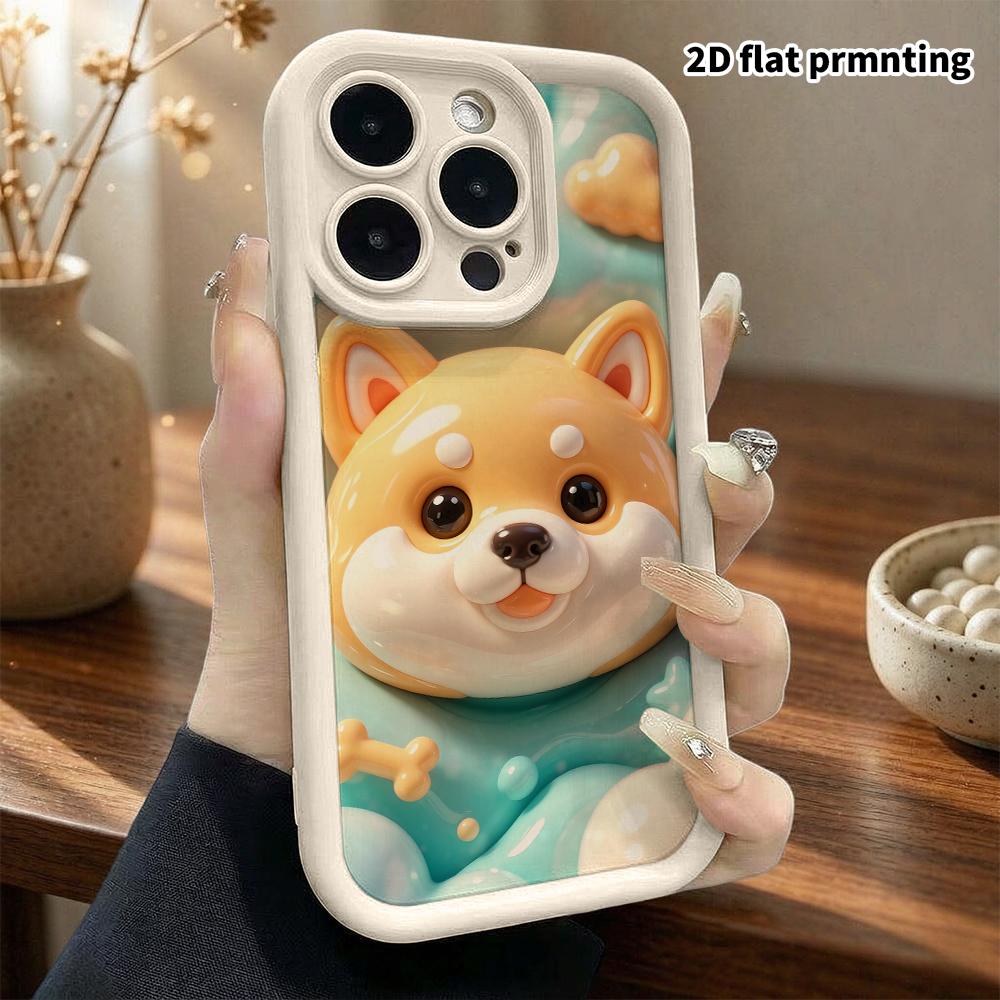 Phone Case: 2D flat design suitable for iPhone 18 17 16 15 14 13 Pro protective case, Shiba Inu head, perfect Christmas and Halloween holiday gift