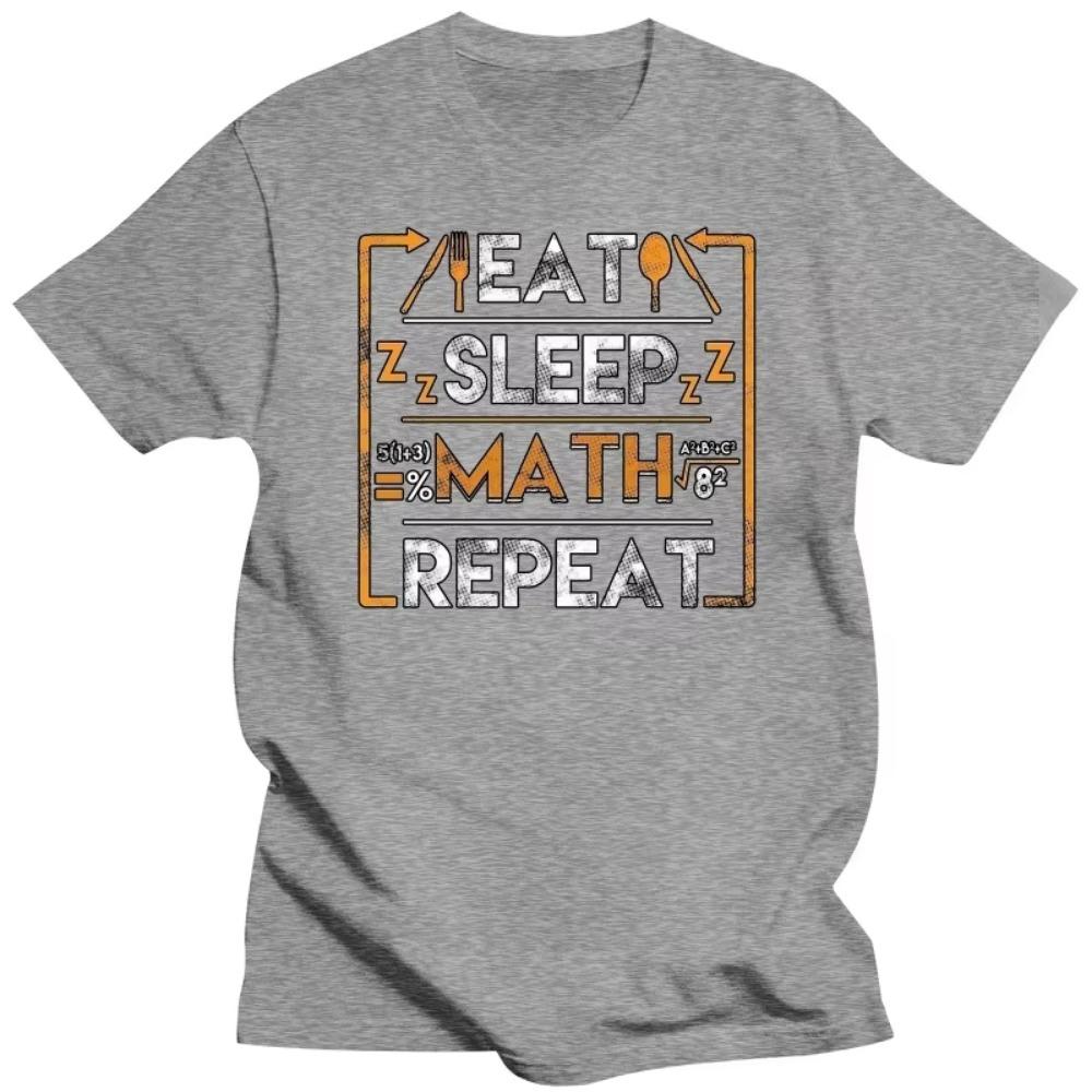 Lustiges Eat Sleep Math Repeat T-Shirt Kurzarm Baumwoll-T-Shirt Rundhalsausschnitt Freizeitshirt Mathematische Mathematik T-Shirt Tops Geschenkidee