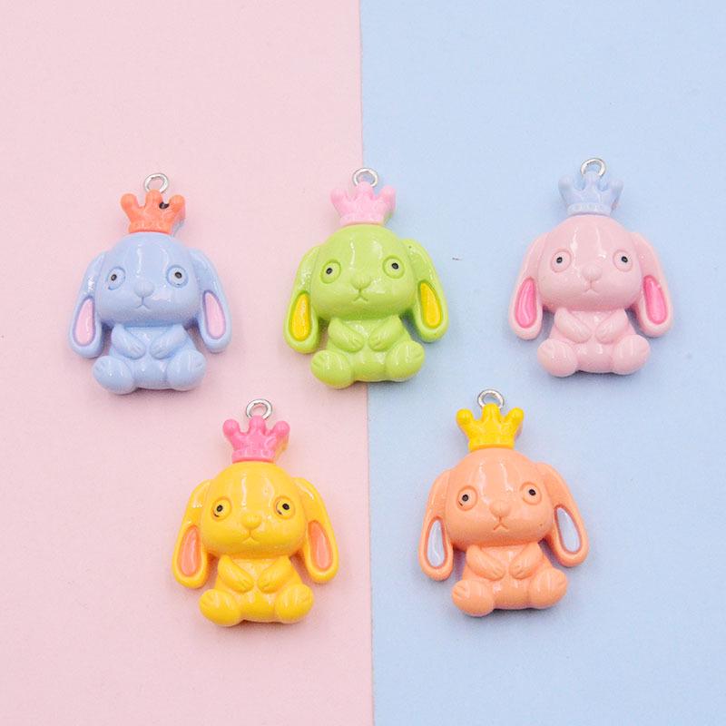 Multicolor Resin Crown Elephant Baby Pendant Keychain Charm
