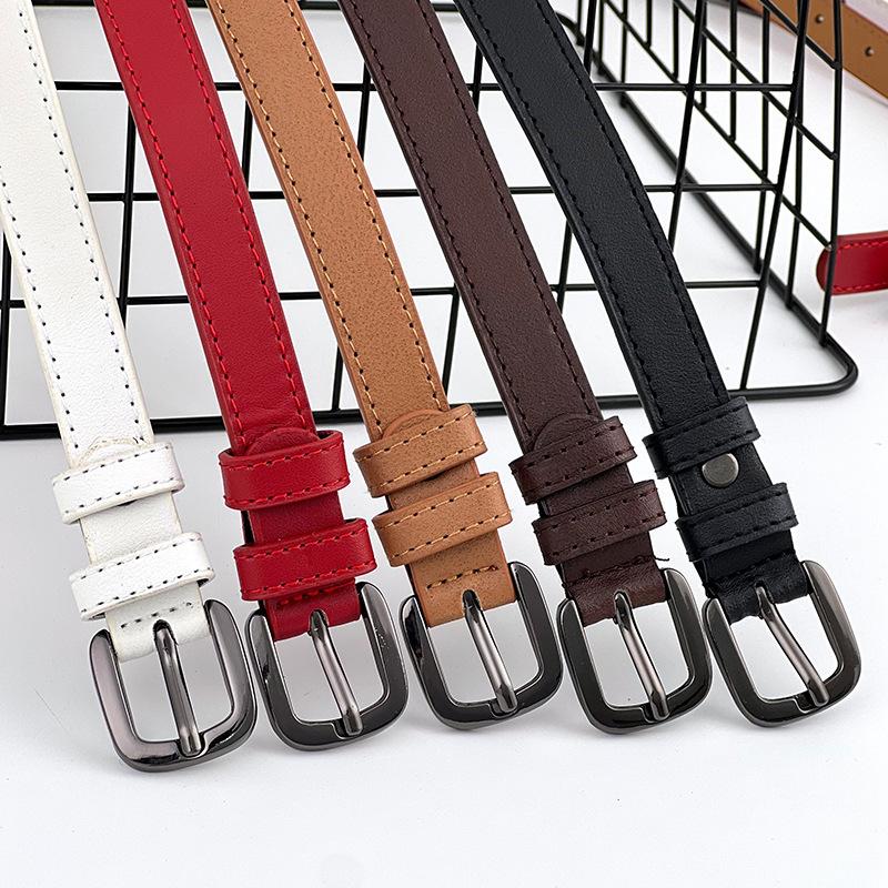 Womens Cowhide Trendy Belt With Alloy Buckle For Daily Office And Casual Outfits