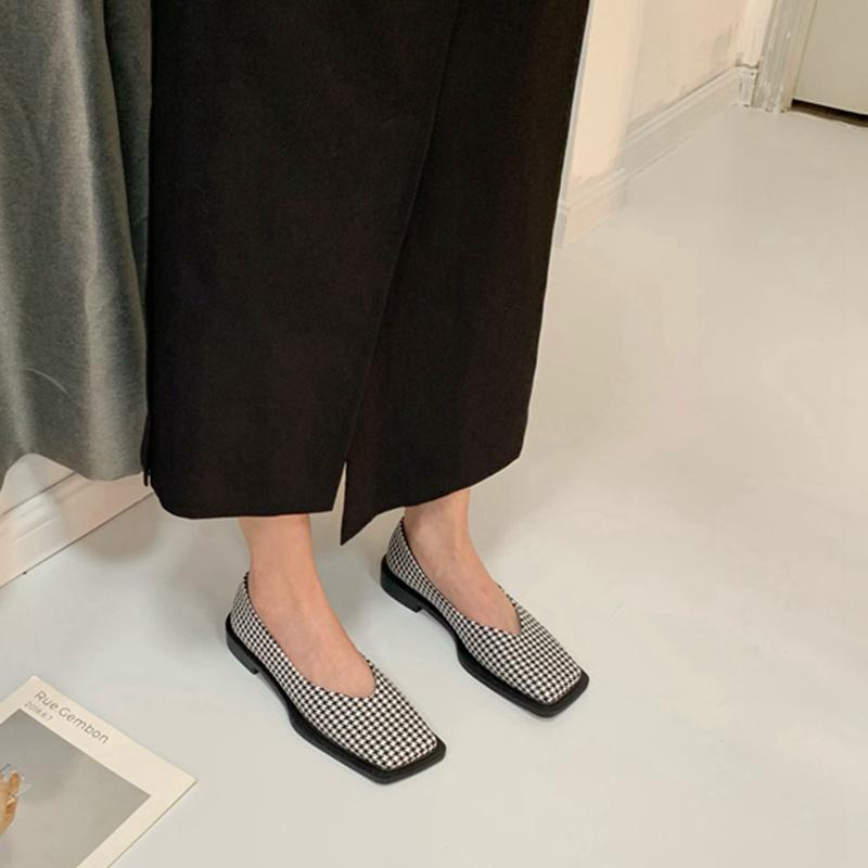 Fashion SUOJIALUN 2025 Spring New Flat Shoes Square Toe Square Toe Shallow Mouth Slip On Loafers Ladies Casual Shoes Zapatos Mujer