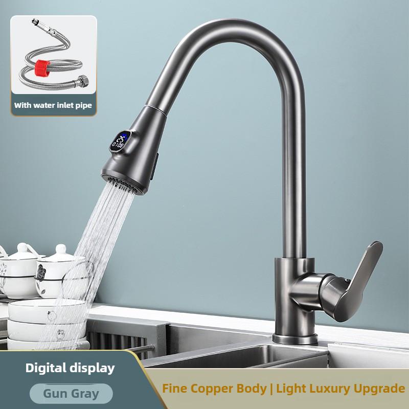 304 Household Kitchen Dual Mode Sink Faucet Stainless Steel Pull-out Washing Basin Bathroom Water Tap