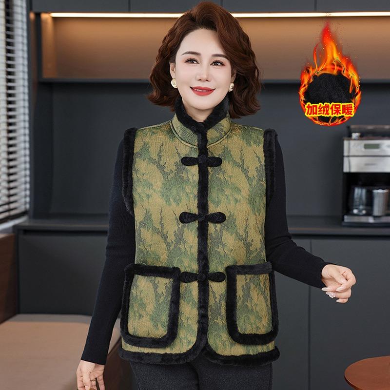 Women's autumn and winter velvet thickened vest thermal vest Tang suit vest jacket
