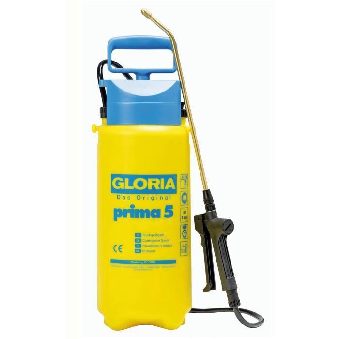 Pressure Sprayer - GLORIA - Prima 5 - 5L - Yellow and Blue - With Brass Lance and Nozzle