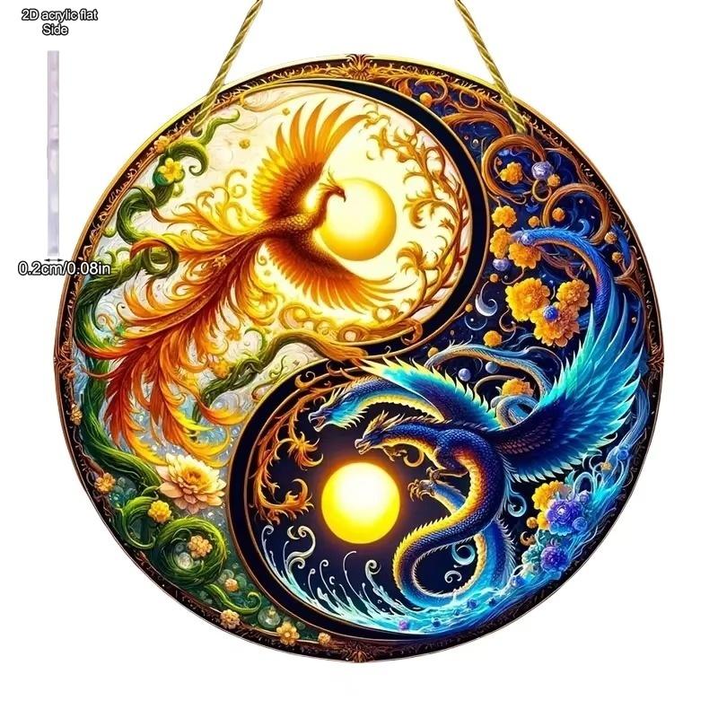 Fantastical Yin Yang Animal Light Catcher Round Acrylic, Novelty Home Decor, Perfect Durable for Bedroom, Store, Office, Kitchen, for Wall Decoration