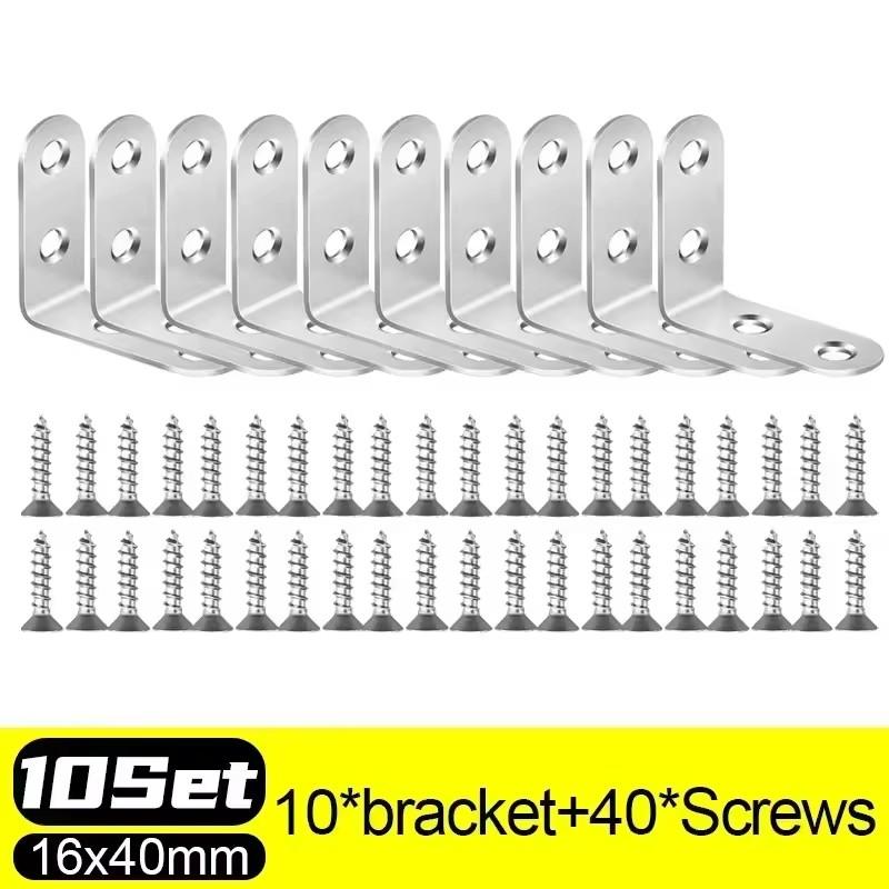 

20pcs 304 Stainless Steel L Brackets - Right Angle Corner Brace for Shelves, Wood Furniture, Chair, Drawer with 80pcs Screws