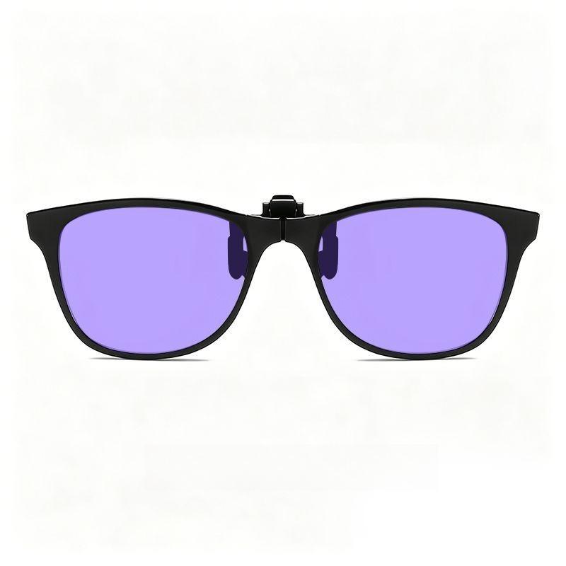Fold-up Gaming-Specific Anti-Blue Light Clip-Ons Ultra-Lightweight Eye Protection Eyewear (Tea Purple and Blue Lenses)
