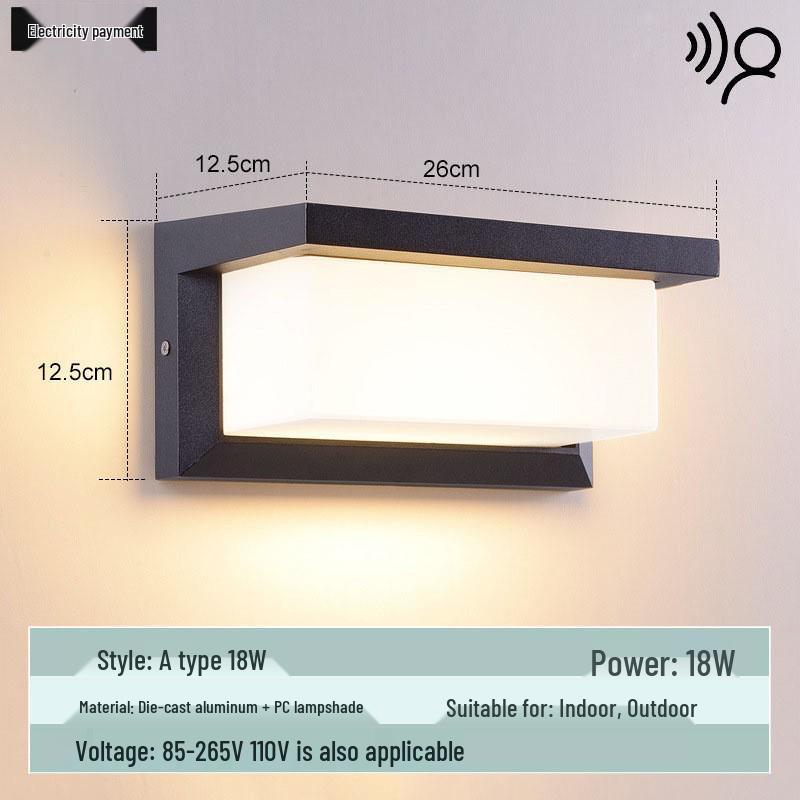 Waterproof Minimalist LED Wall Light with Smart Sensor for Outdoor Use