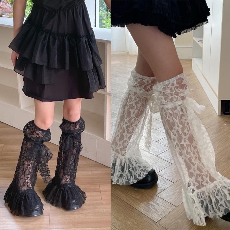 Japanese Style Leg Warmers for Women Cute Star Leg Warmers 80s Party Dance Legwarmers Fashion Lace Trim Long Leg Socks