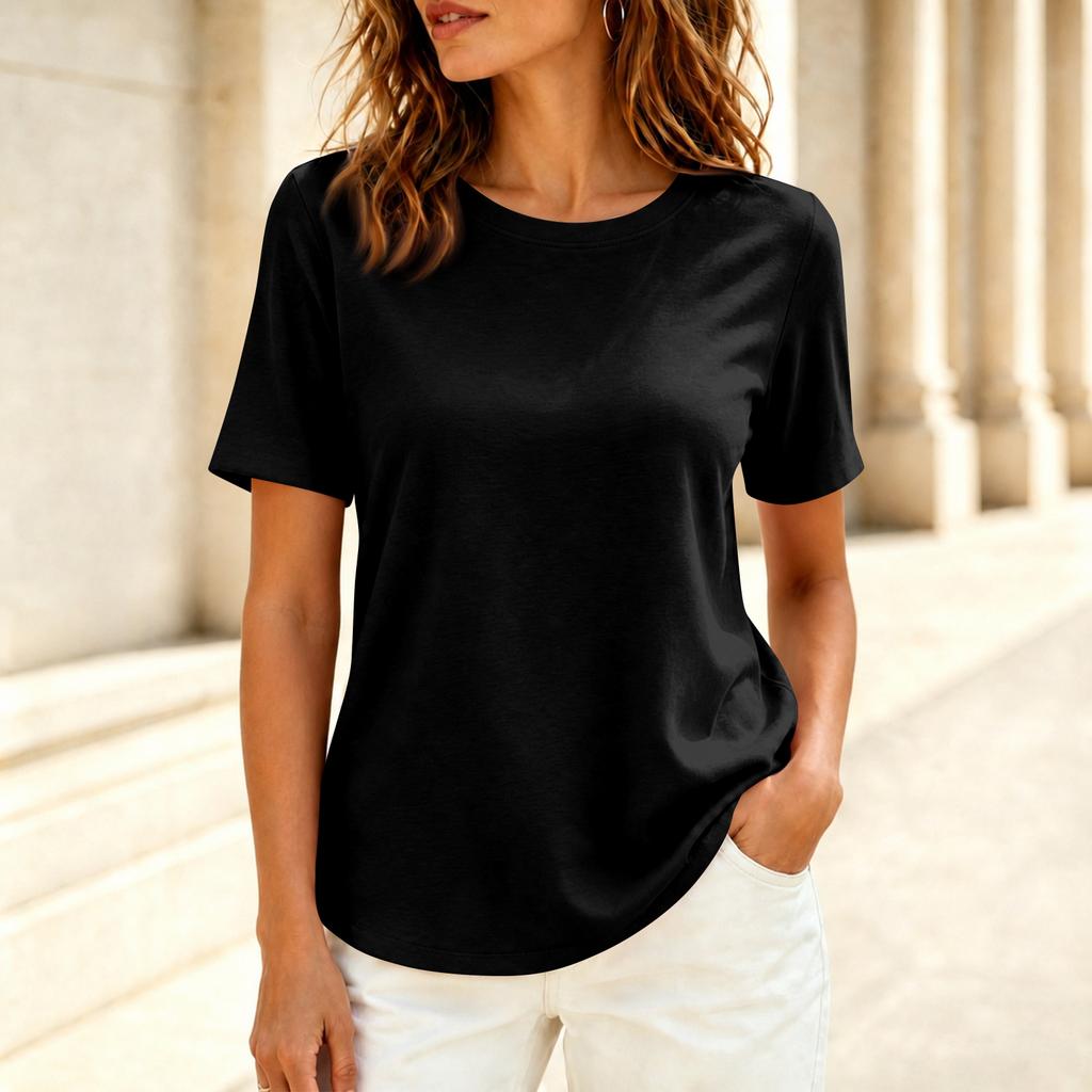 Women's Casual Short Sleeve Color T-Shirt for Everyday Wear