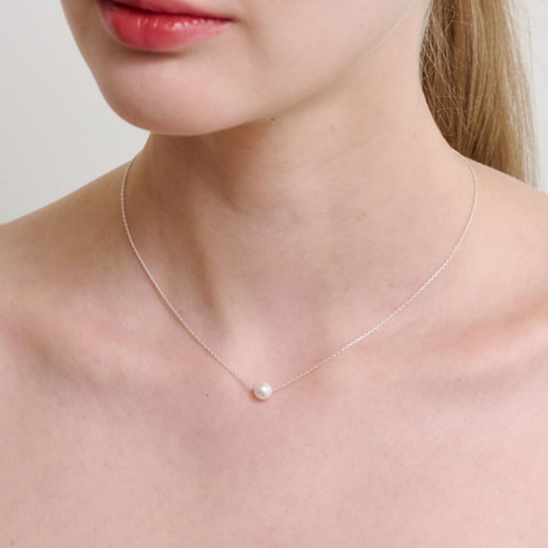 NUOY [Silver 925] Shiny White Pearl Necklace