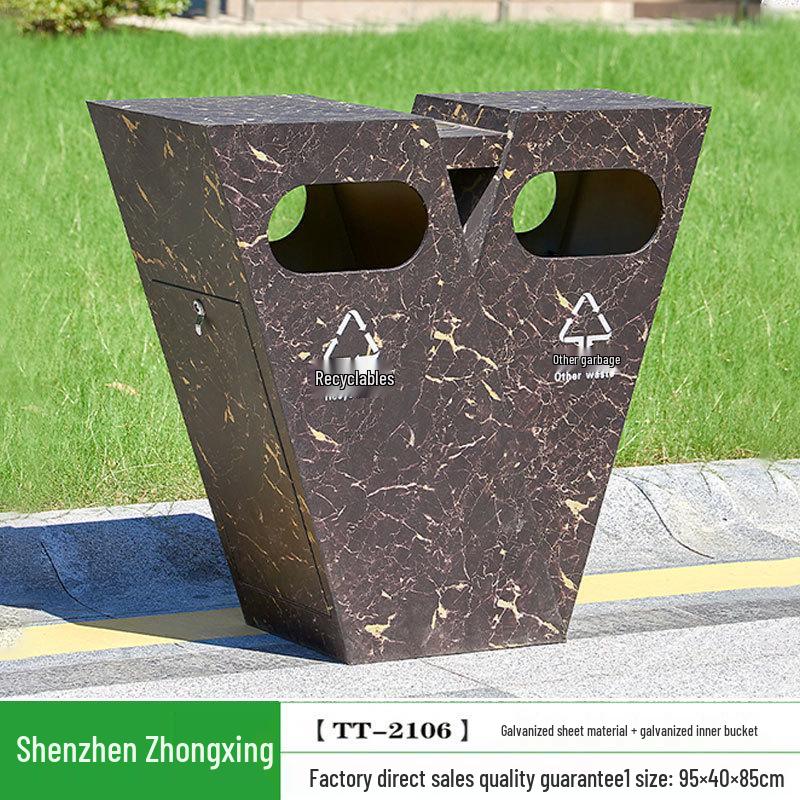 Stainless Steel Outdoor Trash Can: Large Sanitation Bin for Fruit Peels and Waste