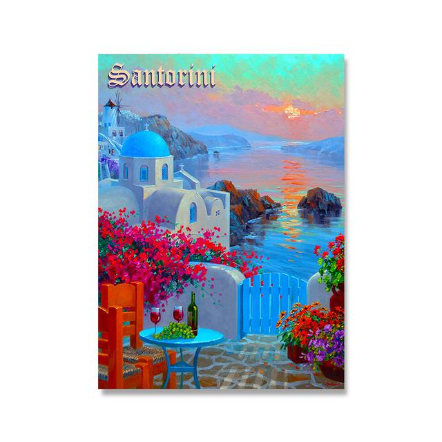 Landscape Poster Printing In Italy, France, Florence, Florida, Paris, Peru, Greece, Vintage Tourist City Advertising Art