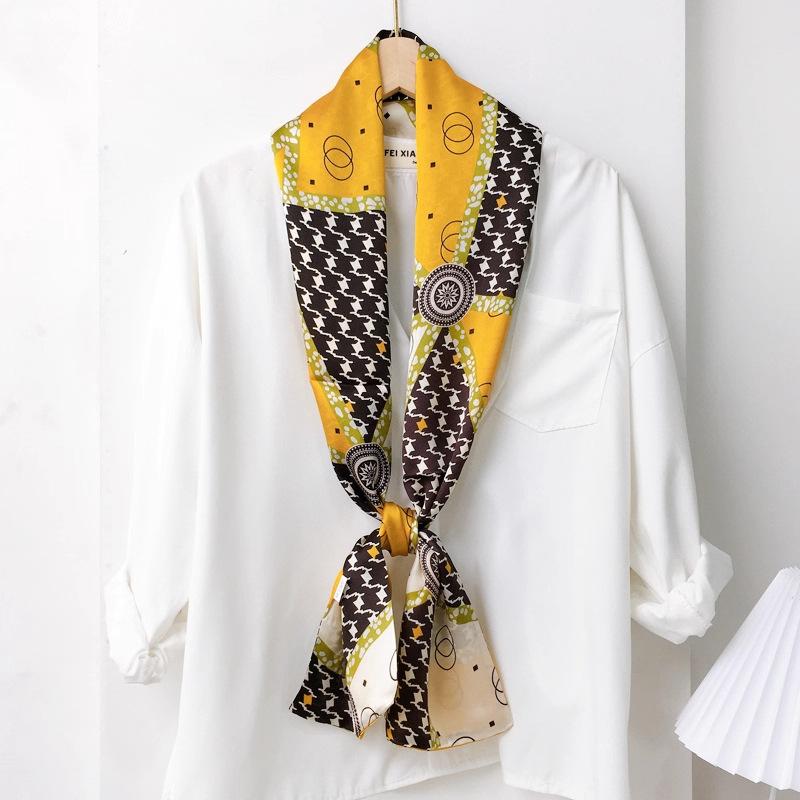 Natural Real Silk Scarf Women Bandana Scarves Wrap Kerchief Mulberry Spring Fashion Luxury High Quality Hijab 14*145Cm