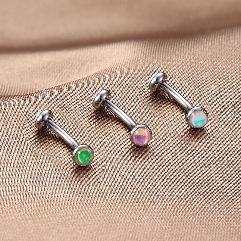 Stainless Steel Threaded Flash Film Ear and Eyebrow Studs for Piercing