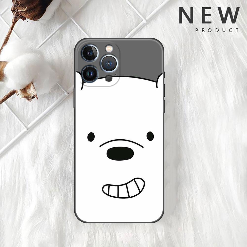 Funda Case For Apple iPhone 14 11 13 7 12 Pro 7 XR XS Max 8 Plus 6 14Pro 13Mini Black Soft Phone Coque We Bare Bears Cartoon