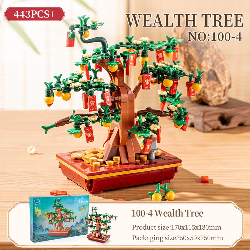 Cherry Bonsai Succulent Mini Building Blocks Set for Home Decor Halloween Thanksgiving Christmas Gift Money tree