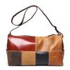 Retro Color Matching Leather Storage Bag Cowhide Business Trip Duffel Bag Large Capacity Shoulder Messenger Travel Bag