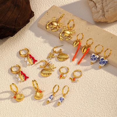 Fashion Crab Titanium Steel Drop Earrings Elegant Dangle Jewelry For Women Luxury Statement Earrings