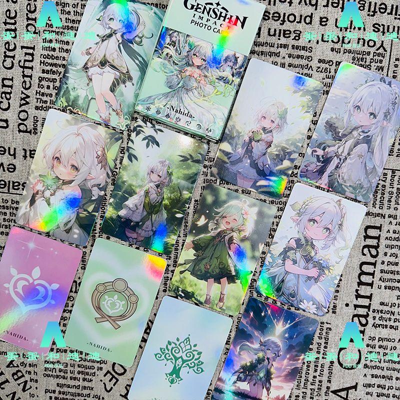 55KS Nahida LOMO karty Genshin Impact Holografické Flash LOMO karty Laserové karty Genshin Impact.