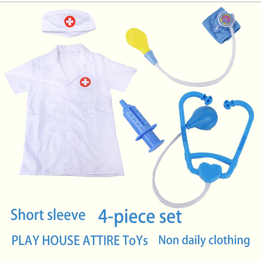 Children'S Family Doctor Suit Short/ Long Sleeved Stethoscope Syringe Nurse Role-Playing Simulation Blood Pressure Monito Toys