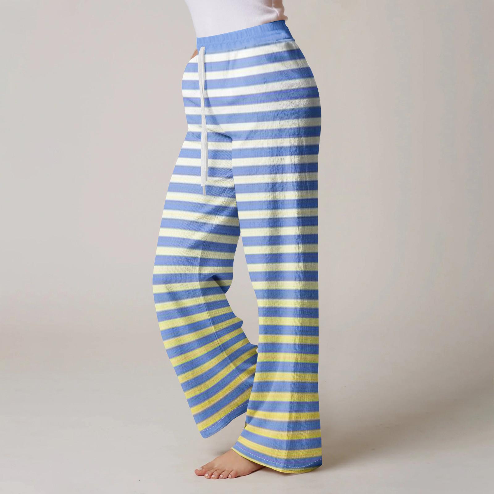 

Пижамные штаны в стиле аниме, повседневные брюки с эластичной резинкой на талии, удобные прямые свободные брюки для йоги XL небесно-голубой