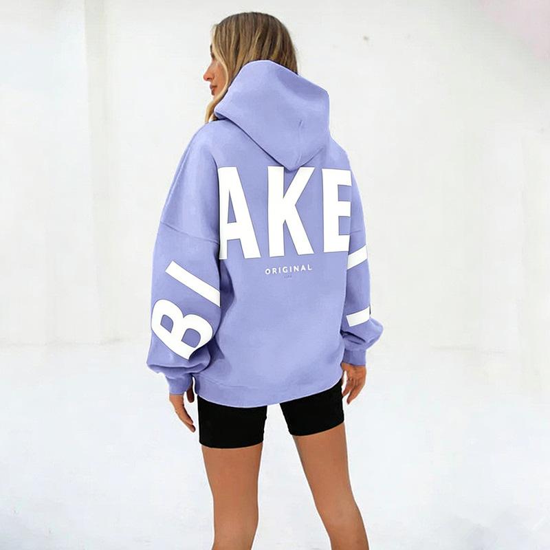 Unisex Oversized Hoodie mit großem Buchstaben-Print, lässiger Pullover mit langen Ärmeln, Kapuzenpullover